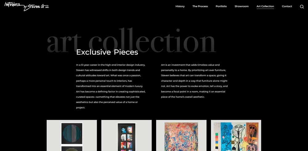 Luxury custom web design for Interiors by Steven G designed by Zulu Shack Creative